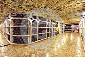 Famous wine cellars in wide perspective photo