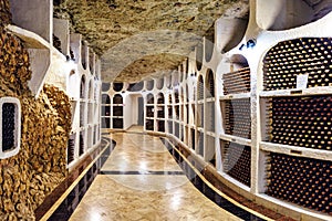 Famous wine cellars in wide perspective photo