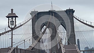 The famous and wonderful Brooklyn Bridge linking the boroughs of Manhattan and Brooklyn in New York City (USA