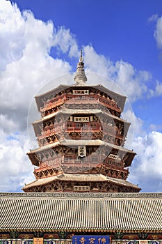Famous wooden pagoda of Fogong Buddhist temple, Yingxian, China