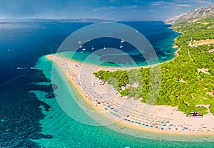 Famous Zlatni rat beach in Bol, Island Brac, Croatia, Europe photo