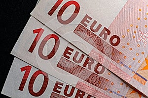 Fan of 10 euro macro banknotes photo