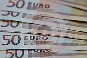 Fan of 50 euro banknotes