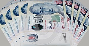 Fan of 50 singapore dollars.  Extreme close up photography