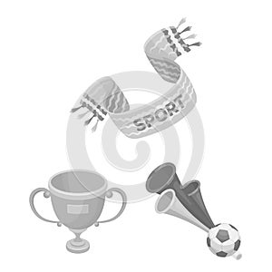 Fan and Attributes monochrome icons in set collection for design. Sports Fan vector symbol stock web illustration.