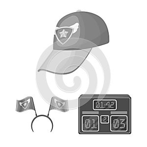 Fan and Attributes monochrome icons in set collection for design. Sports Fan vector symbol stock web illustration.