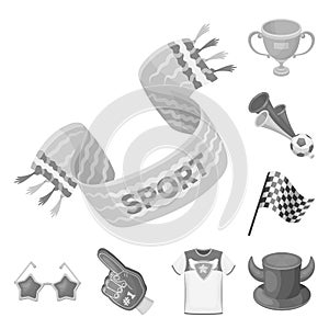 Fan and Attributes monochrome icons in set collection for design. Sports Fan vector symbol stock web illustration.