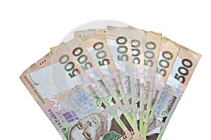 Fan of  banknote  500 Ukrainian hryvnia.
