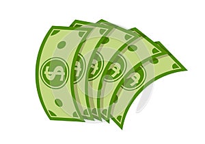 Fan banknote money green finance cartoon vector