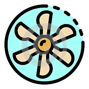 Fan blades in a circle icon color outline vector