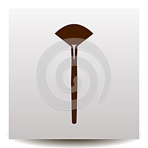 Fan brush for make-up icon on a realistic paper backgroun