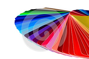 Fan of colored cards. Cards with different colours