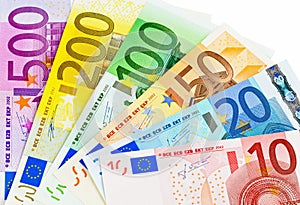 A fan of euro banknotes