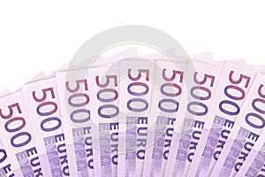 Fan of fifty handred euro bills.