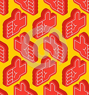 Fan Foam Hand pattern seamless. Thumb up sign vector background