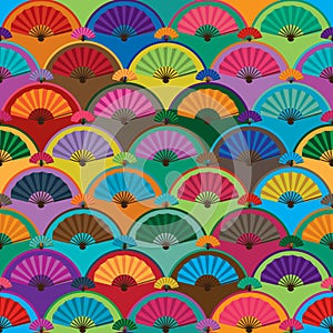 Fan half circle colorful seamless pattern