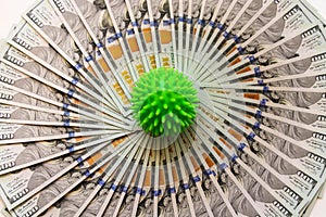 A fan of hundred-dollar bills isolated on a white background.