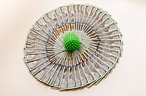 A fan of hundred-dollar bills isolated on a white background.