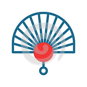 Fan icon duotone red blue colour chinese new year symbol perfect