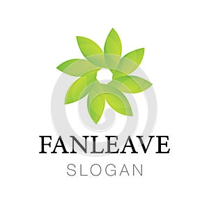 Fan leave green leaf logo icon vector design circular design, garden, Plant, nature and ecology vector logo. Ecology
