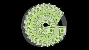 Fan of money animation with png alpha channel.