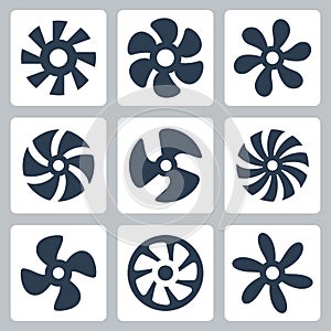 Fan propellers vector icons
