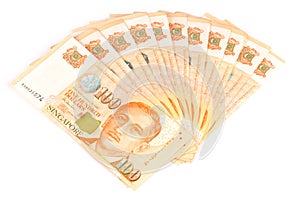 Fan shaped singapore dollar notes photo