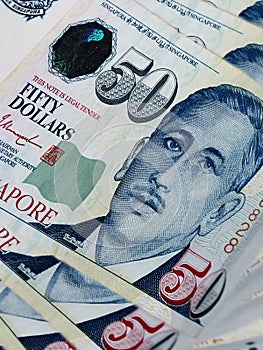 Fan of 50 singapore dollars.  Extreme close up photography