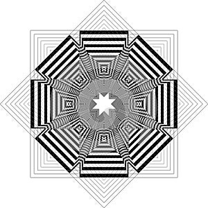 Fan tourbine like structure arabesque illusion arabesque satelite inspired structure abstract cut art deco illustration