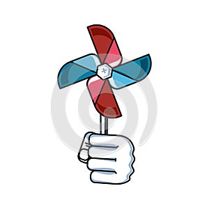 fan windmill toy with hand fist power
