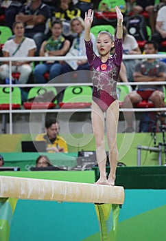 Fan Yilin of China competes during a balance beam event of women`s team final of Artistic Gymnastics at the 2016 Rio Olympic Games