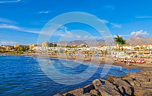 Fanabe beach in summer vacation in Tenerife photo