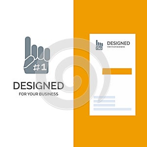 Fanatic, Finger, Foam, Sport Grey Logo Design and Business Card Template