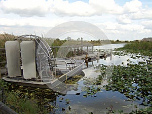 Fanboat docked - Florida Everglades