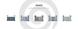 Fance icon in different style vector illustration. two colored and black fance vector icons designed in filled, outline, line and