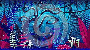 Fanciful jungle at night