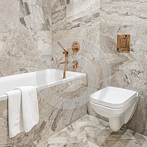 Fancy bathroom in marble tiles