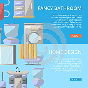 Fancy bathroom poster set in flat style