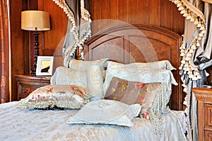 Fancy bedroom with flowery curtain