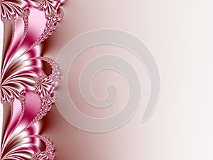 Fancy border fractal in pink, brown and white, resembling flower petals