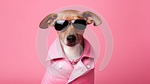 Fancy canine fashion: Adorable dog in pink Barbie attire