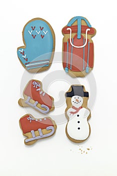 Fancy christmas holiday cookies on white