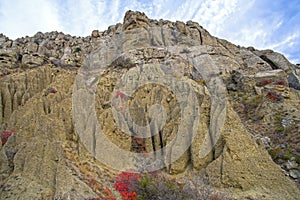 Fancy clay figures formed as a result of soil erosion