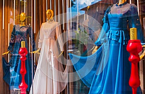 Arabic woman store, window at shop