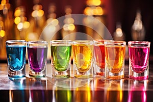 fancy cocktail glasses filled with colorful drinks