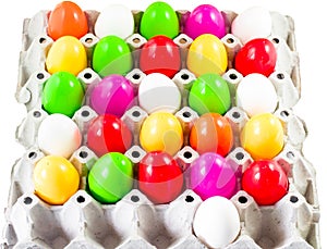 fancy or colorful of egg in spawn box with white background. soft focus