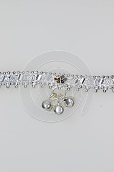 Fancy Crystal Sterling Silver flowers Beaded Anklet design for Women & Girls