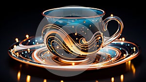 a fancy cup of tea sitting on top of a saucer