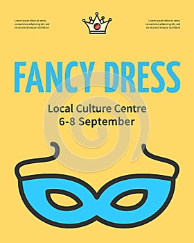 Fancy Dress Local Culture Centre Party Concept Placard Poster Banner Card. Vector