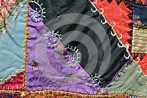 Fancy embroidery spirals antique quilt